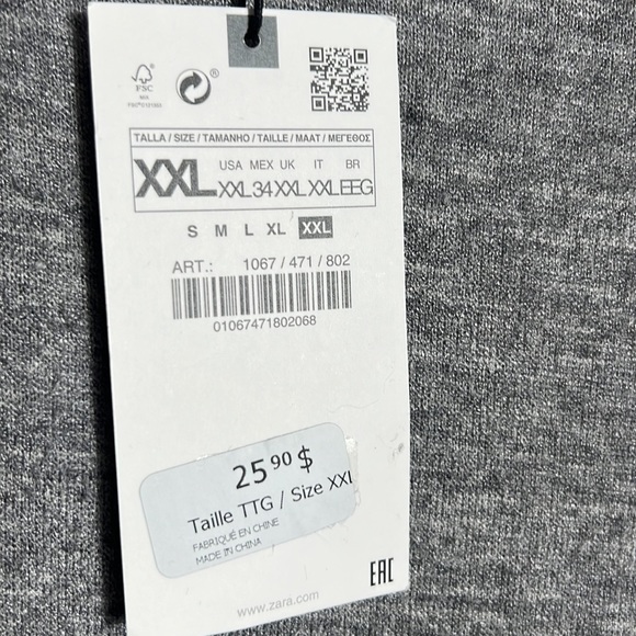 *NWT* ZARA Grey light knit fitted sweater XXL - Picture 2 of 8